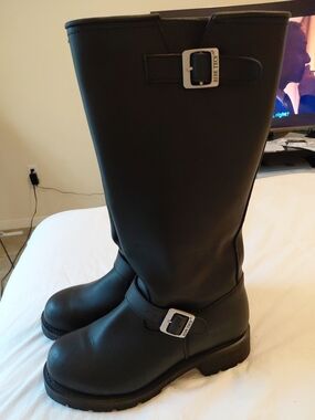 Men's Ride Tecs 1443 Engineer Piked Pull On Motorcycle Biker Boot Sz 9.5 Black